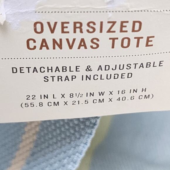 Hearth & Hand with Magnolia Oversized Canvas Beach Tote w/ Detachable Strap NWT - Picture 2 of 7